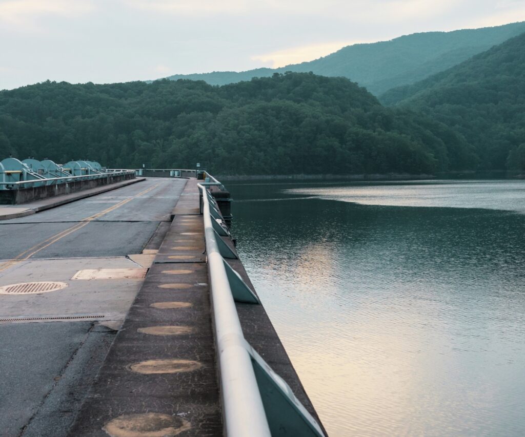 Road across Fontana Dam in North Carolina