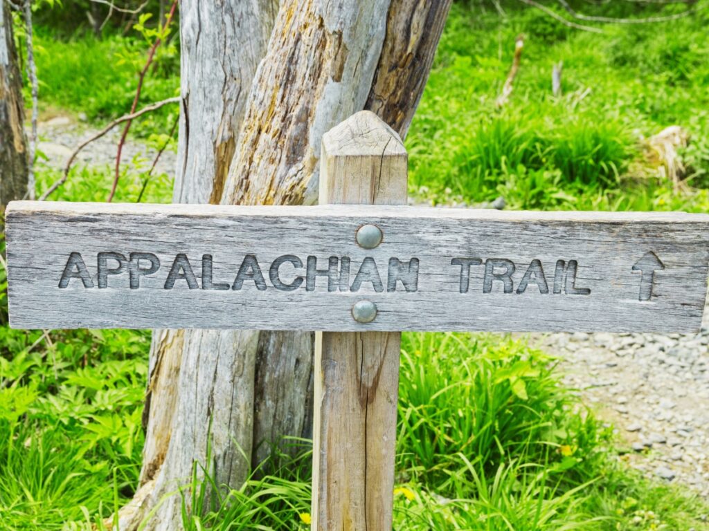 A sign of Appalachian Trail near Asheville, North Carolina